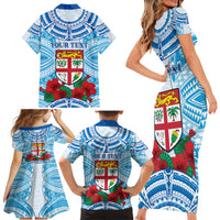 Personalised Fiji Ratu Sir Lala Sukuna Day Family Matching Short Sleeve Bodycon Dress and Hawaiian Shirt Hibiscus Tapa Pattern LT05 - Polynesian Pride