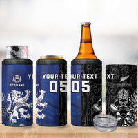 New Zealand And Scotland Rugby Custom 4 in 1 Can Cooler Tumbler Maori Tiki With Thistle Together LT05 - Polynesian Pride