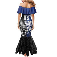 New Zealand And Scotland Rugby Custom Family Matching Mermaid Dress and Hawaiian Shirt Maori Tiki With Thistle Together LT05 - Polynesian Pride