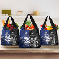 New Zealand And Scotland Rugby Grocery Bag Maori Tiki With Thistle Together