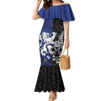 New Zealand And Scotland Rugby Custom Mermaid Dress Maori Tiki With Thistle Together LT05 Women Black - Polynesian Pride