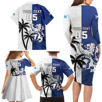 Fiji And Scotland Rugby Custom Family Matching Long Sleeve Bodycon Dress and Hawaiian Shirt Fijian Palm Tree With Thistle Together LT05 - Polynesian Pride