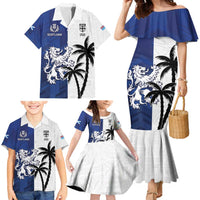Fiji And Scotland Rugby Custom Family Matching Mermaid Dress and Hawaiian Shirt Fijian Palm Tree With Thistle Together LT05 - Polynesian Pride