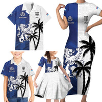 Fiji And Scotland Rugby Custom Family Matching Short Sleeve Bodycon Dress and Hawaiian Shirt Fijian Palm Tree With Thistle Together LT05 - Polynesian Pride