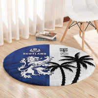 Fiji And Scotland Rugby Round Carpet Fijian Palm Tree With Thistle Together LT05 - Polynesian Pride