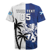 Fiji And Scotland Rugby Custom Rugby Jersey Fijian Palm Tree With Thistle Together