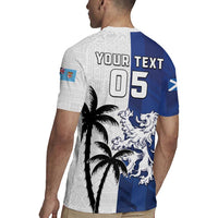 Fiji And Scotland Rugby Custom Rugby Jersey Fijian Palm Tree With Thistle Together