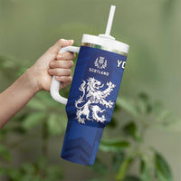 Fiji And Scotland Rugby Custom Tumbler With Handle Fijian Palm Tree With Thistle Together