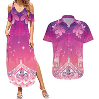 New Zealand Matariki Couples Matching Summer Maxi Dress and Hawaiian Shirt Maori Marae Purple Galaxy LT05 Purple - Polynesian Pride
