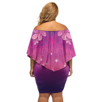 New Zealand Matariki Family Matching Off Shoulder Short Dress and Hawaiian Shirt Maori Marae Purple Galaxy LT05 - Polynesian Pride