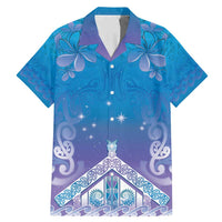 New Zealand Matariki Family Matching Mermaid Dress and Hawaiian Shirt Maori Marae Cyan Galaxy LT05 Dad's Shirt - Short Sleeve Cyan - Polynesian Pride