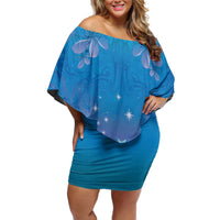 New Zealand Matariki Family Matching Off Shoulder Short Dress and Hawaiian Shirt Maori Marae Cyan Galaxy LT05 Mom's Dress Cyan - Polynesian Pride