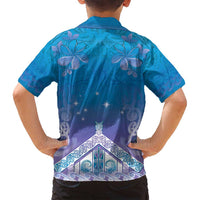 New Zealand Matariki Family Matching Tank Maxi Dress and Hawaiian Shirt Maori Marae Cyan Galaxy LT05 - Polynesian Pride