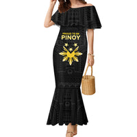 Philippines Independence Day Family Matching Mermaid Dress and Hawaiian Shirt Proud To Be Pinoy LT05 Mom's Dress Black - Polynesian Pride
