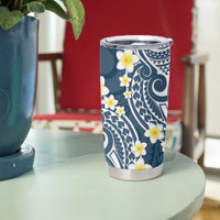 Plumeria With Blue Polynesian Tattoo Pattern Tumbler Cup