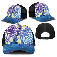 Plumeria With Galaxy Polynesian Tattoo Pattern Baseball Net Cap - Polynesian Pride