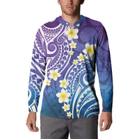 Plumeria With Galaxy Polynesian Tattoo Pattern Button Sweatshirt