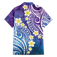 Plumeria With Galaxy Polynesian Tattoo Pattern Family Matching Tank Maxi Dress and Hawaiian Shirt
