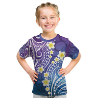 Plumeria With Galaxy Polynesian Tattoo Pattern Kid T Shirt