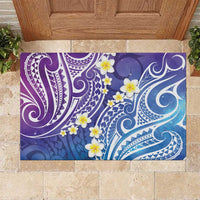 Plumeria With Galaxy Polynesian Tattoo Pattern Rubber Doormat