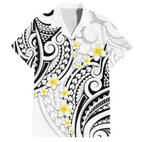 Plumeria With White Polynesian Tattoo Pattern Family Matching Tank Maxi Dress and Hawaiian Shirt