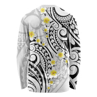 Plumeria With White Polynesian Tattoo Pattern Long Sleeve Shirt LT05 - Polynesian Pride