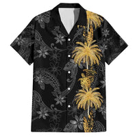 Hawaiian Honu And Surfboards Family Matching Long Sleeve Bodycon Dress and Hawaiian Shirt Gold Style LT05 Dad's Shirt - Short Sleeve Gold - Polynesian Pride
