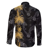 Hawaiian Honu And Surfboards Family Matching Off Shoulder Maxi Dress and Hawaiian Shirt Gold Style - Polynesian Pride