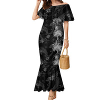 Hawaiian Honu And Surfboards Family Matching Mermaid Dress and Hawaiian Shirt Silver Style - Polynesian Pride