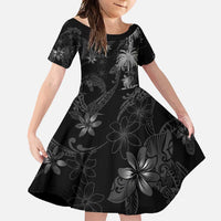 Hawaiian Honu And Surfboards Family Matching Off Shoulder Maxi Dress and Hawaiian Shirt Silver Style - Polynesian Pride