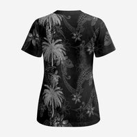 Hawaiian Honu And Surfboards Scrub Top Silver Style - Polynesian Pride