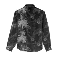 Hawaiian Honu And Surfboards Women Casual Shirt Silver Style - Polynesian Pride