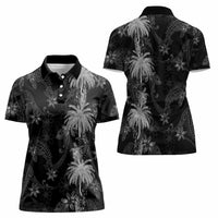 Hawaiian Honu And Surfboards Women Polo Shirt Silver Style LT05 - Polynesian Pride