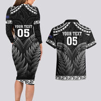 Custom New Zealand Maori Tiki Rugby Couples Matching Long Sleeve Bodycon Dress and Hawaiian Shirt Go Aotearoa Maori Pattern LT05 - Polynesian Pride