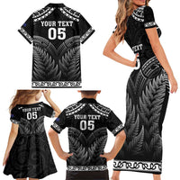 Custom New Zealand Maori Tiki Rugby Family Matching Short Sleeve Bodycon Dress and Hawaiian Shirt Go Aotearoa Maori Pattern LT05 - Polynesian Pride
