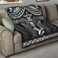 Custom New Zealand Maori Tiki Rugby Quilt Go Aotearoa Maori Pattern LT05 - Polynesian Pride
