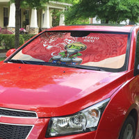 Puerto Rico Auto Sun Shade Coqui Frog With Polynesian Pattern - Polynesian Pride