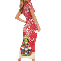 Personalized Puerto Rico Family Matching Short Sleeve Bodycon Dress and Hawaiian Shirt Coqui Frog With Polynesian Pattern - Polynesian Pride
