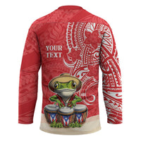 Personalized Puerto Rico Hockey Jersey Coqui Frog With Polynesian Pattern - Polynesian Pride