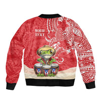 Personalized Puerto Rico Sleeve Zip Bomber Jacket Coqui Frog With Polynesian Pattern - Polynesian Pride