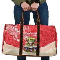 Puerto Rico Travel Bag Coqui Frog With Polynesian Pattern - Polynesian Pride