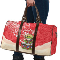 Puerto Rico Travel Bag Coqui Frog With Polynesian Pattern - Polynesian Pride