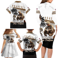 Hawaii Veterans Day Family Matching Long Sleeve Bodycon Dress and Hawaiian Shirt Honor The Fallen Flag Grunge Style LT05 - Polynesian Pride