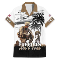 Hawaii Veterans Day Family Matching Mermaid Dress and Hawaiian Shirt Honor The Fallen Flag Grunge Style LT05 Dad's Shirt - Short Sleeve White - Polynesian Pride