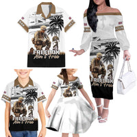 Hawaii Veterans Day Family Matching Off The Shoulder Long Sleeve Dress and Hawaiian Shirt Honor The Fallen Flag Grunge Style LT05 - Polynesian Pride