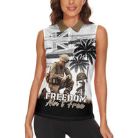 Hawaii Veterans Day Women Sleeveless Polo Shirt Honor The Fallen Flag Grunge Style
