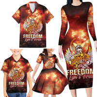 Hawaii Veterans Day Family Matching Long Sleeve Bodycon Dress and Hawaiian Shirt May We Never Forget Freedom Isn't Free LT05 - Polynesian Pride