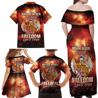 Hawaii Veterans Day Family Matching Off Shoulder Maxi Dress and Hawaiian Shirt May We Never Forget Freedom Isn't Free LT05 - Polynesian Pride