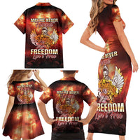 Hawaii Veterans Day Family Matching Short Sleeve Bodycon Dress and Hawaiian Shirt May We Never Forget Freedom Isn't Free LT05 - Polynesian Pride