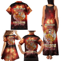 Hawaii Veterans Day Family Matching Tank Maxi Dress and Hawaiian Shirt May We Never Forget Freedom Isn't Free LT05 - Polynesian Pride
